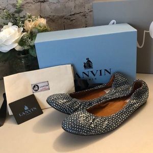 Lanvin Ballet Flats Blue snakeskin size 42 polka